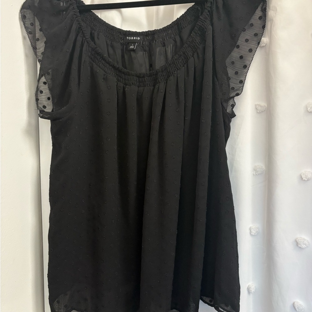 Cute Torrid Dotted Black Blouse